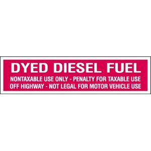 DYED DIESEL DECAL RED OFF HIGHWAY